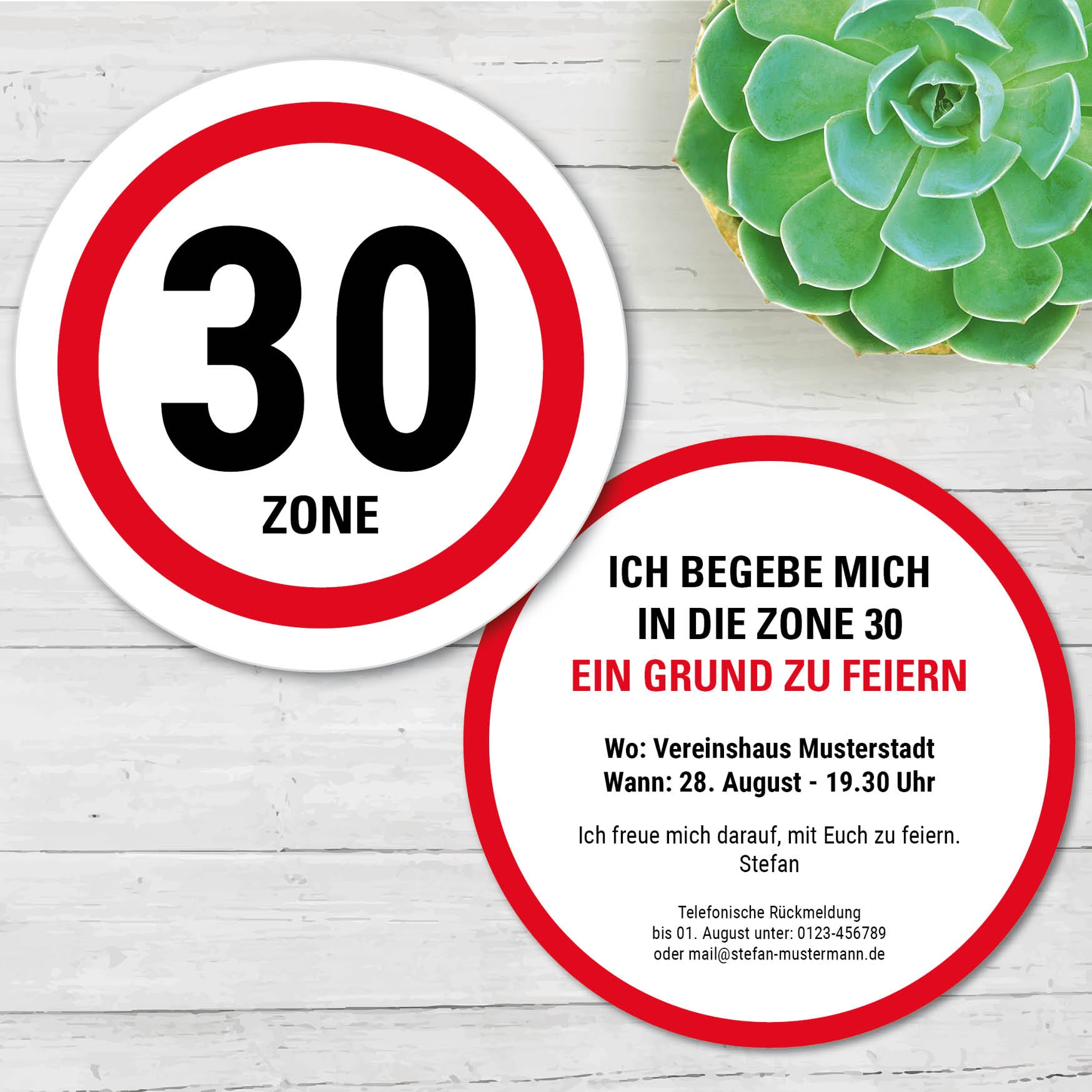 Bierdeckel Einladung zum Geburtstag: Zone 30 - Individuelle Einladung